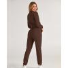imageBTFBM Women 2 Piece Outfits Long Sleeve Crop Top Pullover Drawstring Pant Jogger Set Casual Sweatsuits Tracksuit PocketsCoffee