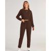 imageBTFBM Women 2 Piece Outfits Long Sleeve Crop Top Pullover Drawstring Pant Jogger Set Casual Sweatsuits Tracksuit PocketsCoffee