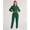 imageBTFBM Women 2 Piece Outfits Long Sleeve Crop Top Pullover Drawstring Pant Jogger Set Casual Sweatsuits Tracksuit PocketsDark Green