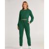 imageBTFBM Women 2 Piece Outfits Long Sleeve Crop Top Pullover Drawstring Pant Jogger Set Casual Sweatsuits Tracksuit PocketsDark Green