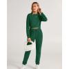 imageBTFBM Women 2 Piece Outfits Long Sleeve Crop Top Pullover Drawstring Pant Jogger Set Casual Sweatsuits Tracksuit PocketsDark Green