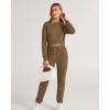 imageBTFBM Women 2 Piece Outfits Long Sleeve Crop Top Pullover Drawstring Pant Jogger Set Casual Sweatsuits Tracksuit PocketsDark Khaki
