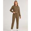 imageBTFBM Women 2 Piece Outfits Long Sleeve Crop Top Pullover Drawstring Pant Jogger Set Casual Sweatsuits Tracksuit PocketsDark Khaki