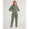 imageBTFBM Women 2 Piece Outfits Long Sleeve Crop Top Pullover Drawstring Pant Jogger Set Casual Sweatsuits Tracksuit PocketsGreen