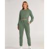imageBTFBM Women 2 Piece Outfits Long Sleeve Crop Top Pullover Drawstring Pant Jogger Set Casual Sweatsuits Tracksuit PocketsGreen