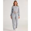 imageBTFBM Women 2 Piece Outfits Long Sleeve Crop Top Pullover Drawstring Pant Jogger Set Casual Sweatsuits Tracksuit PocketsGrey