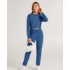 imageBTFBM Women 2 Piece Outfits Long Sleeve Crop Top Pullover Drawstring Pant Jogger Set Casual Sweatsuits Tracksuit PocketsLake Blue