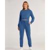 imageBTFBM Women 2 Piece Outfits Long Sleeve Crop Top Pullover Drawstring Pant Jogger Set Casual Sweatsuits Tracksuit PocketsLake Blue