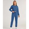 imageBTFBM Women 2 Piece Outfits Long Sleeve Crop Top Pullover Drawstring Pant Jogger Set Casual Sweatsuits Tracksuit PocketsLake Blue