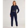 imageBTFBM Women 2 Piece Outfits Long Sleeve Crop Top Pullover Drawstring Pant Jogger Set Casual Sweatsuits Tracksuit PocketsNavy