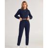 imageBTFBM Women 2 Piece Outfits Long Sleeve Crop Top Pullover Drawstring Pant Jogger Set Casual Sweatsuits Tracksuit PocketsNavy