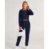 imageBTFBM Women 2 Piece Outfits Long Sleeve Crop Top Pullover Drawstring Pant Jogger Set Casual Sweatsuits Tracksuit PocketsNavy