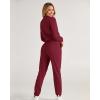 imageBTFBM Women 2 Piece Outfits Long Sleeve Crop Top Pullover Drawstring Pant Jogger Set Casual Sweatsuits Tracksuit PocketsWine Red