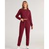 imageBTFBM Women 2 Piece Outfits Long Sleeve Crop Top Pullover Drawstring Pant Jogger Set Casual Sweatsuits Tracksuit PocketsWine Red