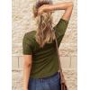 imageBTFBM Women 2025 Summer Henley Tunic Top V Neck Short Sleeve Button UP Solid Slim Fit Casual Ribbed Knit Shirt BlousesZarmy Green