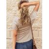 imageBTFBM Women 2025 Summer Henley Tunic Top V Neck Short Sleeve Button UP Solid Slim Fit Casual Ribbed Knit Shirt BlousesZbeige