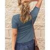 imageBTFBM Women 2025 Summer Henley Tunic Top V Neck Short Sleeve Button UP Solid Slim Fit Casual Ribbed Knit Shirt BlousesZblue