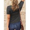 imageBTFBM Women 2025 Summer Henley Tunic Top V Neck Short Sleeve Button UP Solid Slim Fit Casual Ribbed Knit Shirt BlousesZgrey