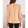 imageBTFBM Women Satin Puff Long Sleeve Blouses Mock Neck Shirts Business Casual Tops Work Dressy Blouse Spring Fall ClothesApricot
