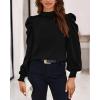 imageBTFBM Women Satin Puff Long Sleeve Blouses Mock Neck Shirts Business Casual Tops Work Dressy Blouse Spring Fall ClothesBlack