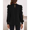 imageBTFBM Women Satin Puff Long Sleeve Blouses Mock Neck Shirts Business Casual Tops Work Dressy Blouse Spring Fall ClothesBlack