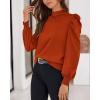 imageBTFBM Women Satin Puff Long Sleeve Blouses Mock Neck Shirts Business Casual Tops Work Dressy Blouse Spring Fall ClothesBrick Red