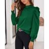 imageBTFBM Women Satin Puff Long Sleeve Blouses Mock Neck Shirts Business Casual Tops Work Dressy Blouse Spring Fall ClothesDark Green