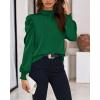 imageBTFBM Women Satin Puff Long Sleeve Blouses Mock Neck Shirts Business Casual Tops Work Dressy Blouse Spring Fall ClothesDark Green