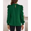 imageBTFBM Women Satin Puff Long Sleeve Blouses Mock Neck Shirts Business Casual Tops Work Dressy Blouse Spring Fall ClothesDark Green