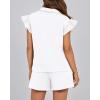 imageBTFBM Womens 2 Piece Outfits Sweatsuit Zipper V Neck Casual Ruffle Short Sleeve Tops and Drawstring Shorts Lounge SetsWhite