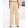 imageBTFBM Womens Casual Wide Leg Pants Summer Fall Clothes Pleated Elastic Waist Loose Palazzo Knit Trousers with PocketsSolid Beige