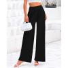 imageBTFBM Womens Casual Wide Leg Pants Summer Fall Clothes Pleated Elastic Waist Loose Palazzo Knit Trousers with PocketsSolid Black