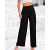imageBTFBM Womens Casual Wide Leg Pants Summer Fall Clothes Pleated Elastic Waist Loose Palazzo Knit Trousers with PocketsSolid Black