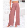 imageBTFBM Womens Casual Wide Leg Pants Summer Fall Clothes Pleated Elastic Waist Loose Palazzo Knit Trousers with PocketsSolid Dusty Pink