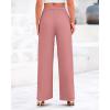imageBTFBM Womens Casual Wide Leg Pants Summer Fall Clothes Pleated Elastic Waist Loose Palazzo Knit Trousers with PocketsSolid Dusty Pink
