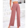 imageBTFBM Womens Casual Wide Leg Pants Summer Fall Clothes Pleated Elastic Waist Loose Palazzo Knit Trousers with PocketsSolid Dusty Pink