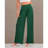 imageBTFBM Womens Casual Wide Leg Pants Summer Fall Clothes Pleated Elastic Waist Loose Palazzo Knit Trousers with PocketsSolid Green