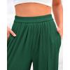 imageBTFBM Womens Casual Wide Leg Pants Summer Fall Clothes Pleated Elastic Waist Loose Palazzo Knit Trousers with PocketsSolid Green