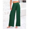imageBTFBM Womens Casual Wide Leg Pants Summer Fall Clothes Pleated Elastic Waist Loose Palazzo Knit Trousers with PocketsSolid Green