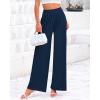 imageBTFBM Womens Casual Wide Leg Pants Summer Fall Clothes Pleated Elastic Waist Loose Palazzo Knit Trousers with PocketsSolid Navy