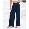 imageBTFBM Womens Casual Wide Leg Pants Summer Fall Clothes Pleated Elastic Waist Loose Palazzo Knit Trousers with PocketsSolid Navy