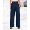 imageBTFBM Womens Casual Wide Leg Pants Summer Fall Clothes Pleated Elastic Waist Loose Palazzo Knit Trousers with PocketsSolid Navy