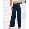 imageBTFBM Womens Casual Wide Leg Pants Summer Fall Clothes Pleated Elastic Waist Loose Palazzo Knit Trousers with PocketsSolid Navy