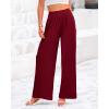 imageBTFBM Womens Casual Wide Leg Pants Summer Fall Clothes Pleated Elastic Waist Loose Palazzo Knit Trousers with PocketsSolid Wine Red