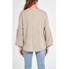 imageBTFBM Womens Ribbed Long Sleeve Tops 2025 Summer Spring Pullover Knit Casual V Neck Blouses Trendy Loose Fit Tunic TopSolid Apricot