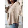 imageBTFBM Womens Ribbed Long Sleeve Tops 2025 Summer Spring Pullover Knit Casual V Neck Blouses Trendy Loose Fit Tunic TopSolid Apricot