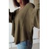 imageBTFBM Womens Ribbed Long Sleeve Tops 2025 Summer Spring Pullover Knit Casual V Neck Blouses Trendy Loose Fit Tunic TopSolid Army Green