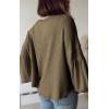 imageBTFBM Womens Ribbed Long Sleeve Tops 2025 Summer Spring Pullover Knit Casual V Neck Blouses Trendy Loose Fit Tunic TopSolid Army Green