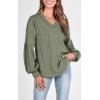 imageBTFBM Womens Ribbed Long Sleeve Tops 2025 Summer Spring Pullover Knit Casual V Neck Blouses Trendy Loose Fit Tunic TopSolid Bean Green
