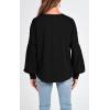 imageBTFBM Womens Ribbed Long Sleeve Tops 2025 Summer Spring Pullover Knit Casual V Neck Blouses Trendy Loose Fit Tunic TopSolid Black